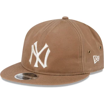 Boné plano castanho ajustável 9FIFTY Waxed Canvas da New York Yankees MLB da New Era