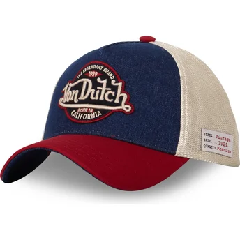 Boné curvo azul, bege e vermelho snapback VINT05 da Von Dutch