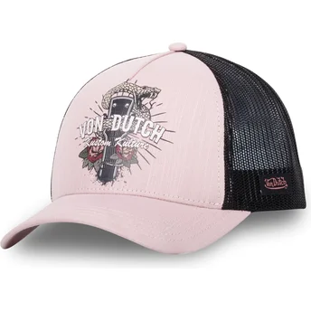 Boné trucker rosa e preto SNA da Von Dutch