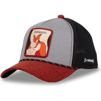 Boné trucker cinza, preto e vermelho Yosemite Sam LOO10 SAM Looney Tunes da Capslab