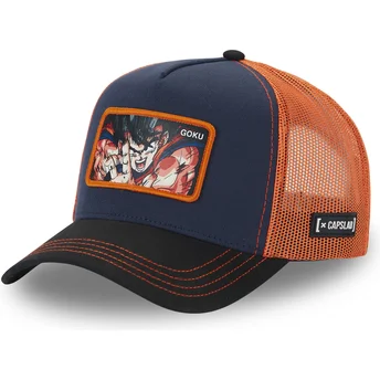 Boné trucker azul marinho e laranja Son Goku DBZ8 GOK Dragon Ball da Capslab