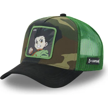 Boné trucker camuflagem e preto Gon Freecss HU3 Hunter x Hunter da Capslab