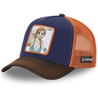 Boné trucker azul marinho e laranja Nami OP4 NAM One Piece da Capslab