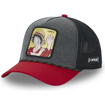 Boné trucker preto e vermelho Monkey D. Luffy OP4 MUG One Piece da Capslab