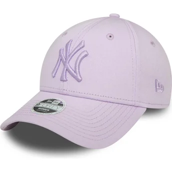 Boné curvo violeta ajustável com logo violeta para mulheres 9FORTY League Essential da New York Yankees MLB da New Era