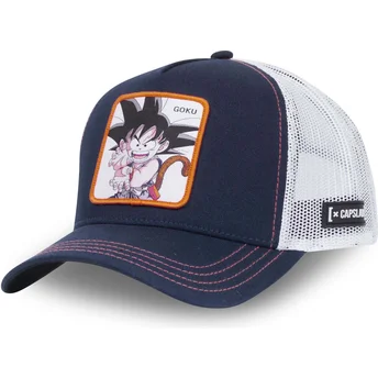 Boné trucker azul marinho e branco Son Goku Criança GOK CT Dragon Ball da Capslab