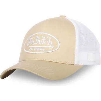 Boné trucker bege e branco ajustável LOF B14 da Von Dutch