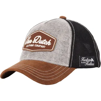 Boné trucker cinza, preto e castanho LEA01 da Von Dutch