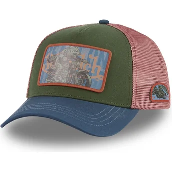 Boné trucker verde, vermelho e azul WOL CB da Von Dutch