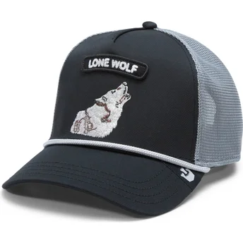 Boné trucker preto e cinza lobo GB2 Lone Wolf The Rocker The Farm da Goorin Bros.