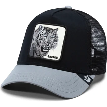 Boné trucker preto e cinza tigre The Savage Tiger Big Cats The Farm da Goorin Bros.