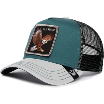 Boné trucker verde e branco águia Fly High Eagle Fan The...