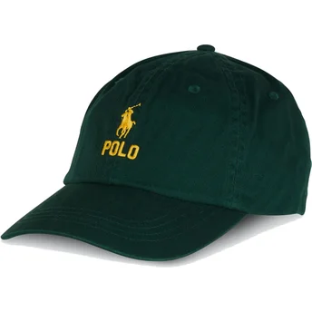 Boné curvo verde ajustável com logo amarelo Classic Sport da Polo Ralph Lauren