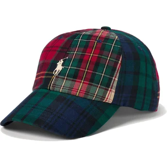 Boné curvo multicolor ajustável com logo branco Classic Sport Plaid da Polo Ralph Lauren