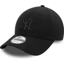 bone-curvo-preto-ajustavel-9forty-check-infill-da-new-york-yankees-mlb-da-new-era