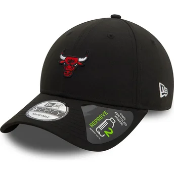 Boné curvo preto ajustável 9FORTY REPREVE Mini Logo da Chicago Bulls NBA da New Era