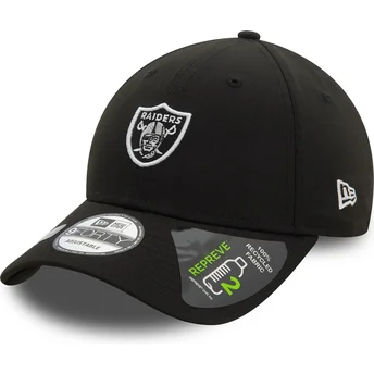 Boné curvo preto ajustável 9FORTY REPREVE Mini Logo da Las Vegas Raiders NFL da New Era