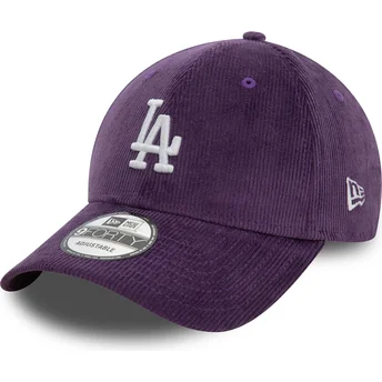 Boné curvo violeta ajustável 9FORTY Cord da Los Angeles Dodgers MLB da New Era