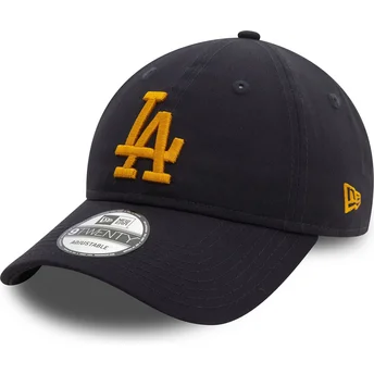 Boné curvo azul marinho ajustável com logo amarelo 9TWENTY League Essential da Los Angeles Dodgers MLB da New Era