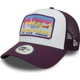 Boné trucker violeta A Frame Ski Patch da Courchevel Cidades e Praias da New Era