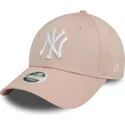 bone-curvo-rosa-ajustavel-para-mulheres-9forty-glitter-da-new-york-yankees-mlb-da-new-era