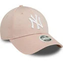 bone-curvo-rosa-ajustavel-para-mulheres-9forty-glitter-da-new-york-yankees-mlb-da-new-era