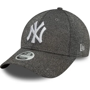 Boné curvo preto ajustável para mulheres 9FORTY Glitter da New York Yankees MLB da New Era