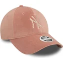 bone-curvo-rosa-ajustavel-para-mulheres-9forty-velour-diamante-da-new-york-yankees-mlb-da-new-era