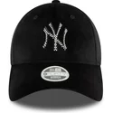 bone-curvo-preto-ajustavel-para-mulheres-9forty-velour-diamante-da-new-york-yankees-mlb-da-new-era