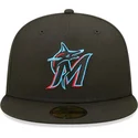 bone-plano-preto-justo-59fifty-ac-perf-da-miami-marlins-mlb-da-new-era