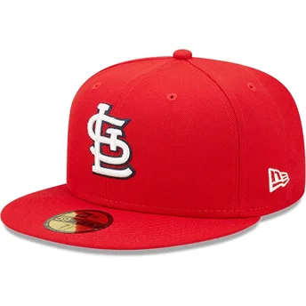 Boné plano vermelho justo 59FIFTY AC Perf da St. Louis Cardinals MLB da New Era