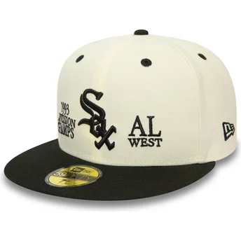 Boné plano bege e preto justo 59FIFTY 93 Division da Chicago White Sox MLB da New Era