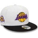 bone-plano-branco-e-preto-snapback-9fifty-white-crown-patch-da-los-angeles-lakers-nba-da-new-era