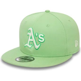 Boné plano verde claro snapback 9FIFTY World Series Patch da Oakland Athletics MLB da New Era