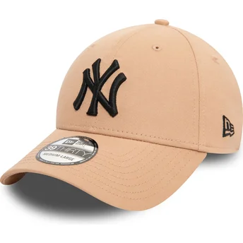 Boné curvo bege justo com logo preto 39THIRTY League Essential da New York Yankees MLB da New Era