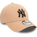 bone-curvo-bege-justo-com-logo-preto-39thirty-league-essential-da-new-york-yankees-mlb-da-new-era