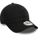 bone-curvo-preto-justo-com-logo-preto-39thirty-monochrome-da-new-york-yankees-mlb-da-new-era