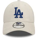 bone-curvo-bege-justo-com-logo-azul-39thirty-faux-suede-da-los-angeles-dodgers-mlb-da-new-era