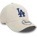 bone-curvo-bege-justo-com-logo-azul-39thirty-faux-suede-da-los-angeles-dodgers-mlb-da-new-era