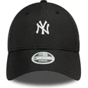 bone-curvo-preto-ajustavel-para-mulheres-9forty-jacquard-da-new-york-yankees-mlb-da-new-era