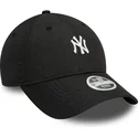 bone-curvo-preto-ajustavel-para-mulheres-9forty-jacquard-da-new-york-yankees-mlb-da-new-era