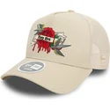 bone-trucker-bege-para-mulheres-9forty-e-frame-flower-bird-da-new-era