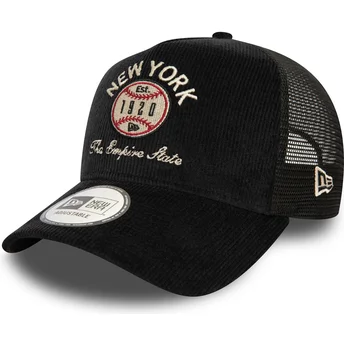 Boné trucker preto 9FORTY A Frame Cord Graphic da New York Estados e Países da New Era