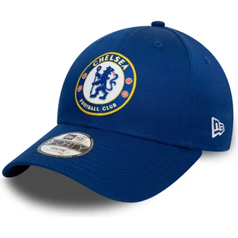 Boné curvo azul snapback para criança 9FORTY Core da Chelsea Football Club Premier League da New Era