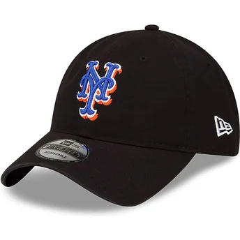 Boné curvo preto ajustável 9TWENTY Core Classic da New York Mets MLB da New Era