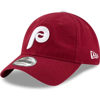 Boné curvo vermelho escuro ajustável 9TWENTY Core Classic da Philadelphia Phillies MLB da New Era