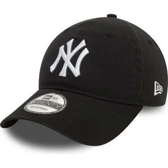 Boné curvo preto ajustável 9TWENTY Washed da New York Yankees MLB da New Era