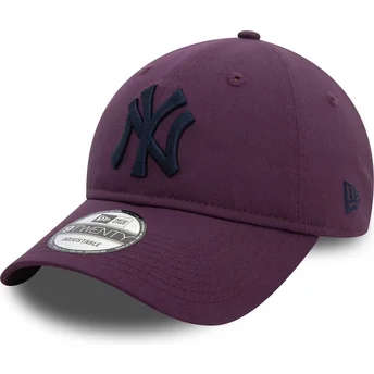 Boné curvo violeta ajustável com logo azul marinho 9TWENTY League Essential da New York Yankees MLB da New Era