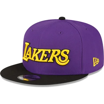 Boné plano violeta e preto snapback 9FIFTY Statement da Los Angeles Lakers NBA da New Era