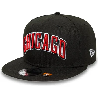 Boné plano preto snapback 9FIFTY Statement da Chicago Bulls NBA da New Era